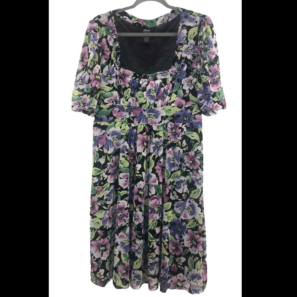 Allison Morgan floral fit & flare dress L 14